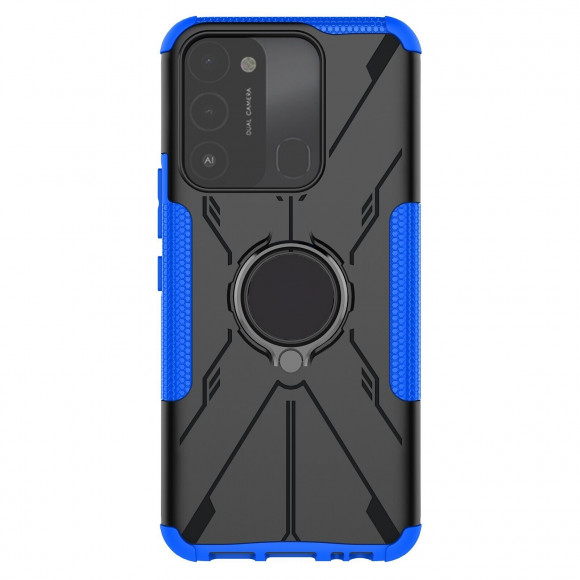 Чехол Armor Shockproof Ring Holder для Tecno Spark Go 2022 (черный + голубой)