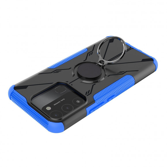 Чехол Armor Shockproof Ring Holder для Tecno Spark Go 2022 (черный + голубой)