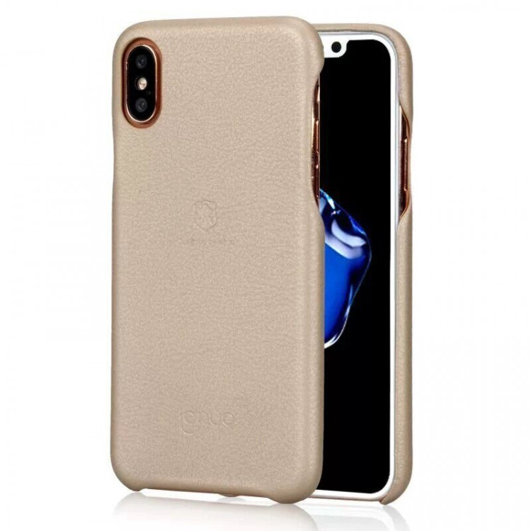Кожаная накладка LENUO для iPhone X / ХS (золотой)