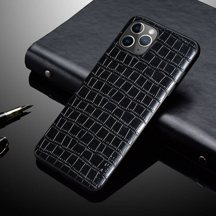 Чехол из искусственной крокодиловой кожи для iPhone 13 Pro (черный)