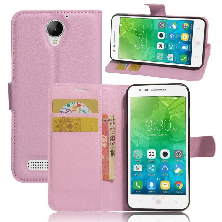 Чехол с визитницей для Lenovo Vibe C2 Power (розовый)