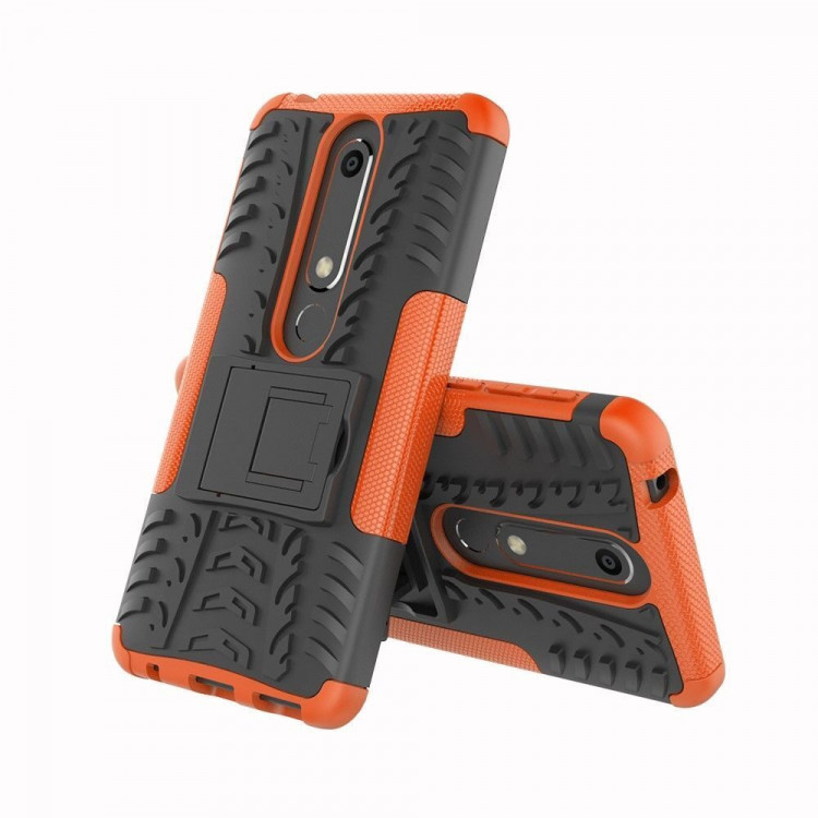 Чехол Hybrid Armor для Nokia 6 (2018) / Nokia 6.1 (черный + оранжевый)