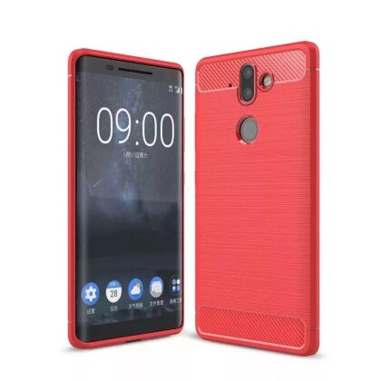 Чехол-накладка Carbon Fibre для Nokia 8 Sirocco (красный)