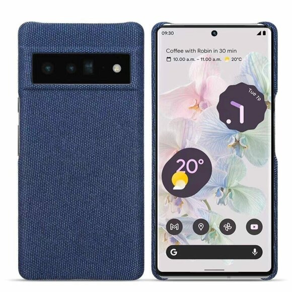 Тканевый чехол Full Cloth Texture для Google Pixel 6 (синий)