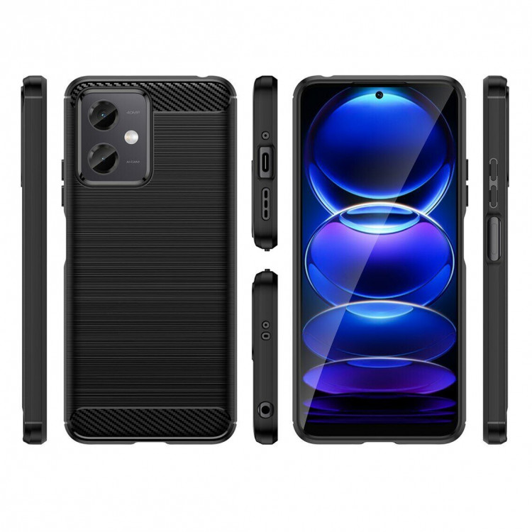 Чехол-накладка Carbon Fibre для Xiaomi Redmi Note 12, POCO X5 5G (черный)