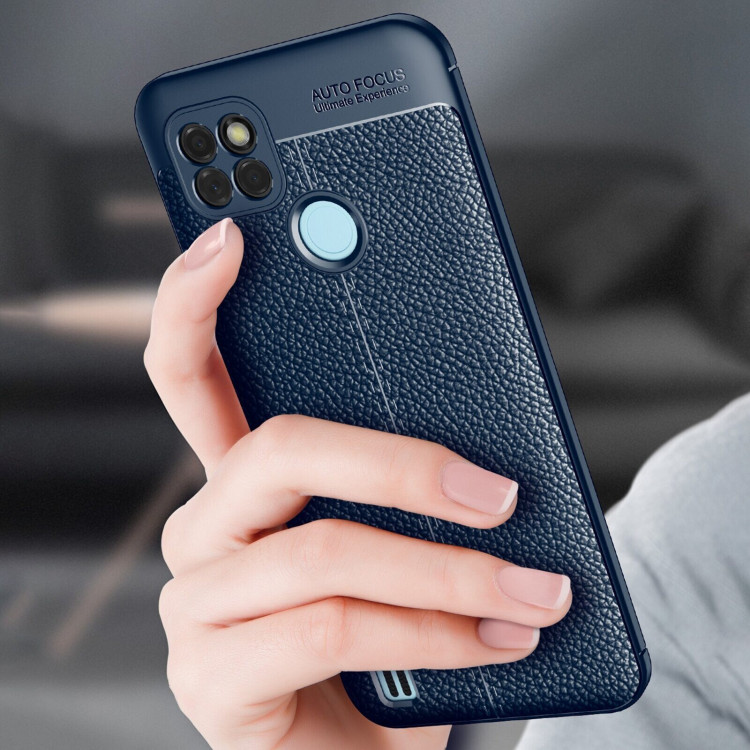 Чехол-накладка Litchi Grain для Realme C21Y (темно-синий)