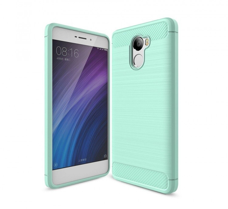 Чехол-накладка Carbon Fibre для Xiaomi Redmi 4 (сине-зеленый)
