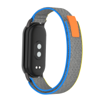 Ремешок с нейлоновой петлей для Xiaomi Mi Smart Band 8, Xiaomi Mi Band 8 (Серый с желтой и голубой окантовкой)