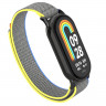 Ремешок с нейлоновой петлей для Xiaomi Mi Smart Band 8, Xiaomi Mi Band 8 (Серый с желтой и голубой окантовкой)