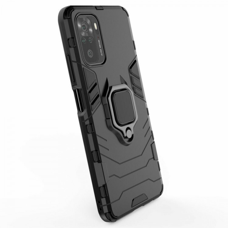 Чехол Armor Ring Holder для Xiaomi Redmi Note 10 / Redmi Note 10S / Poco M5S (черный)