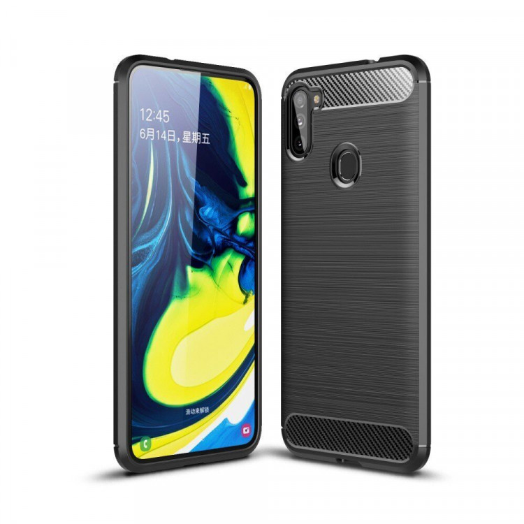 Чехол-накладка Carbon Fibre для Samsung Galaxy A11 / Galaxy M11 (черный)