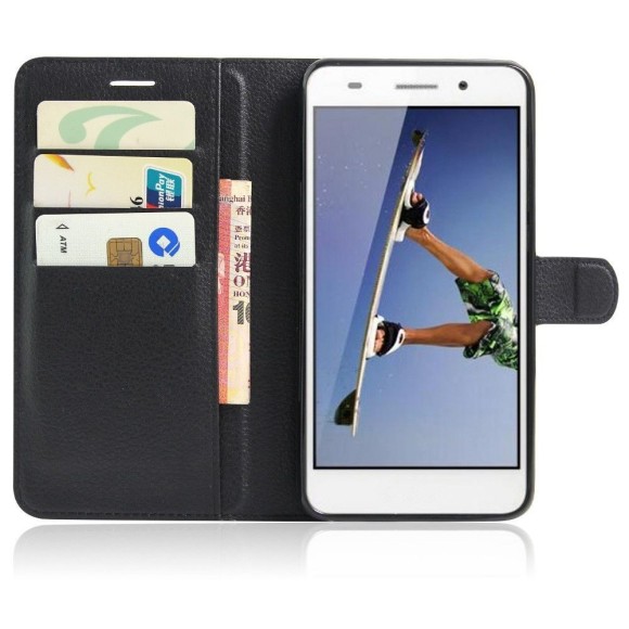 Чехол с визитницей для Huawei Y6 II (черный) Чехол с визитницей для Huawei Y6 II (черный)