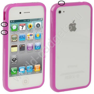 Бампер TPU с кнопками для iPhone 4/4s (фиолетовый)