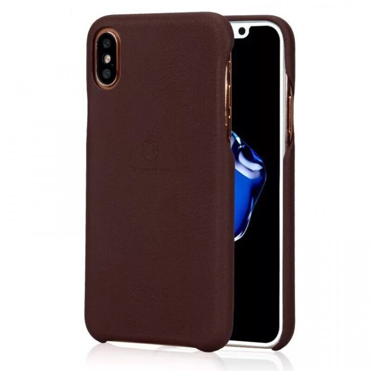 Кожаная накладка LENUO для iPhone X / ХS (коричневый)