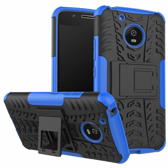 Чехол Hybrid Armor для Motorola Moto G5 (черный + голубой)