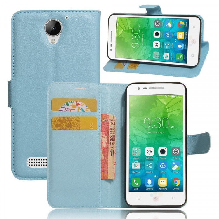 Чехол с визитницей для Lenovo Vibe C2 Power (голубой)