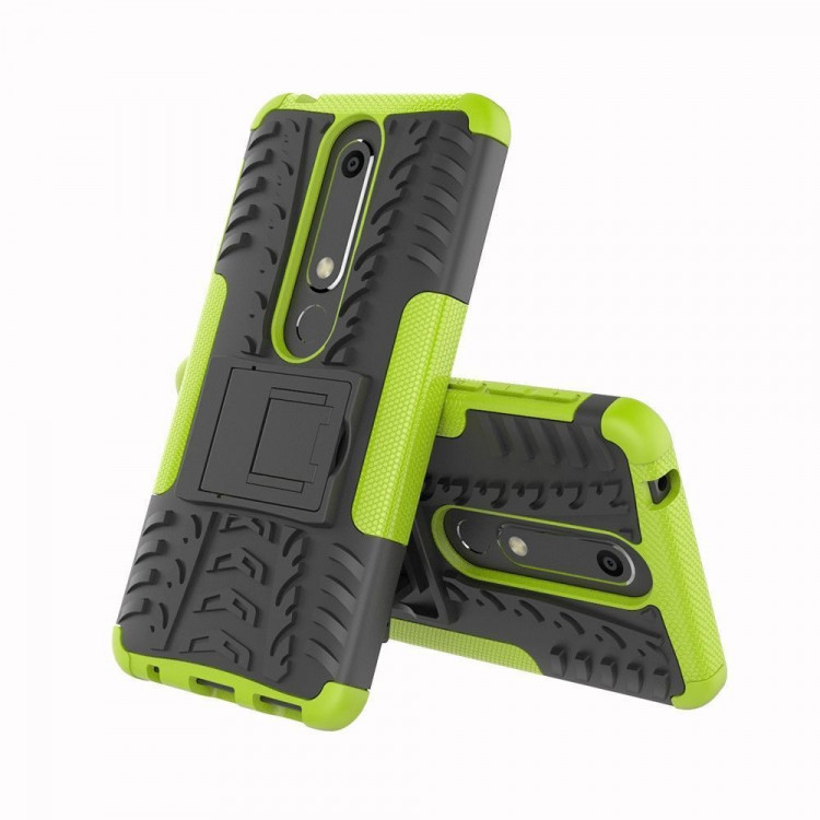 Чехол Hybrid Armor для Nokia 6 (2018) / Nokia 6.1 (черный + зеленый)