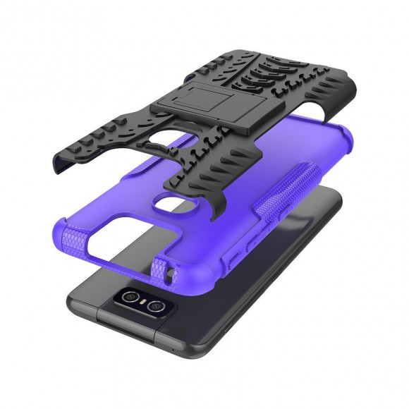 Чехол Hybrid Armor для Asus Zenfone 6 ZS630KL (черный + фиолетовый)
