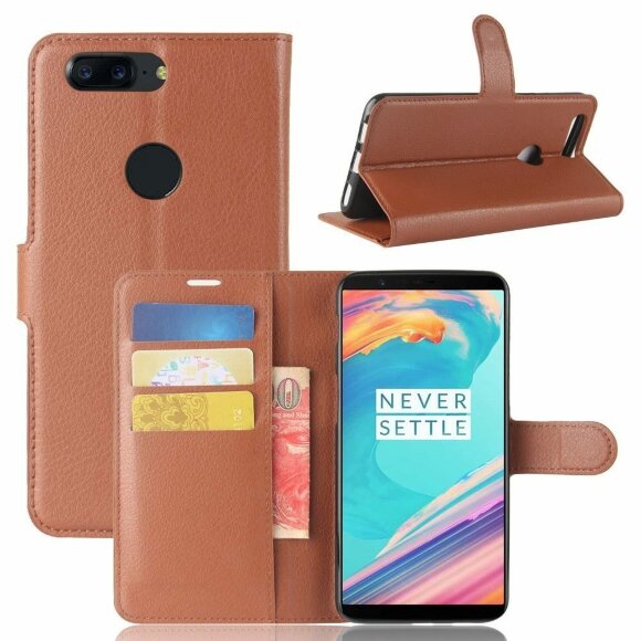 Чехол с визитницей для OnePlus 5T (коричневый)
