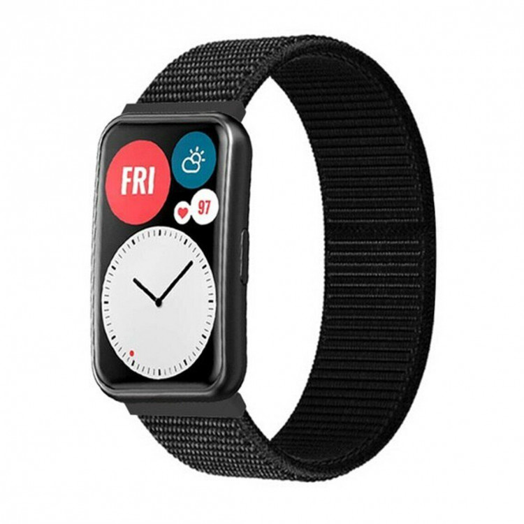 Нейлоновый ремешок для Huawei Watch Fit TIA-B09 (черный)
