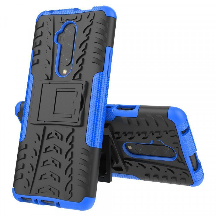 Чехол Hybrid Armor для OnePlus 7T Pro (черный + голубой)