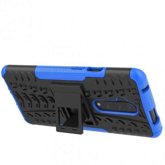 Чехол Hybrid Armor для OnePlus 7T Pro (черный + голубой)