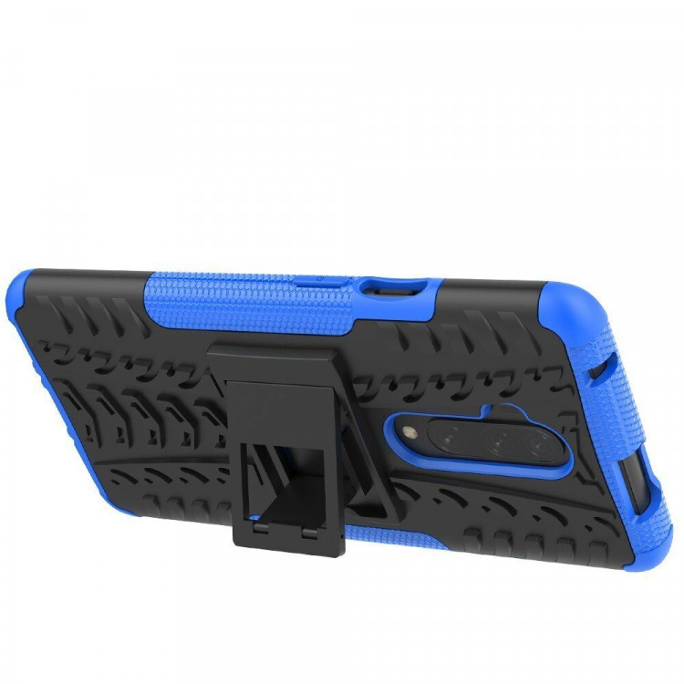 Чехол Hybrid Armor для OnePlus 7T Pro (черный + голубой)