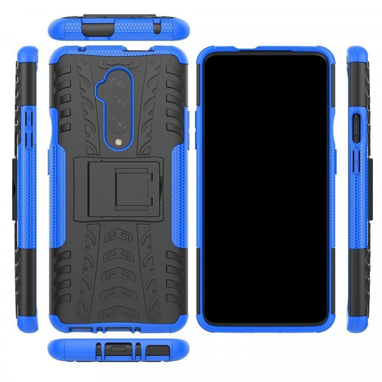 Чехол Hybrid Armor для OnePlus 7T Pro (черный + голубой)