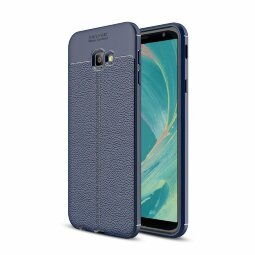Чехол-накладка Litchi Grain для Samsung Galaxy J4+ (Plus) (темно-синий)