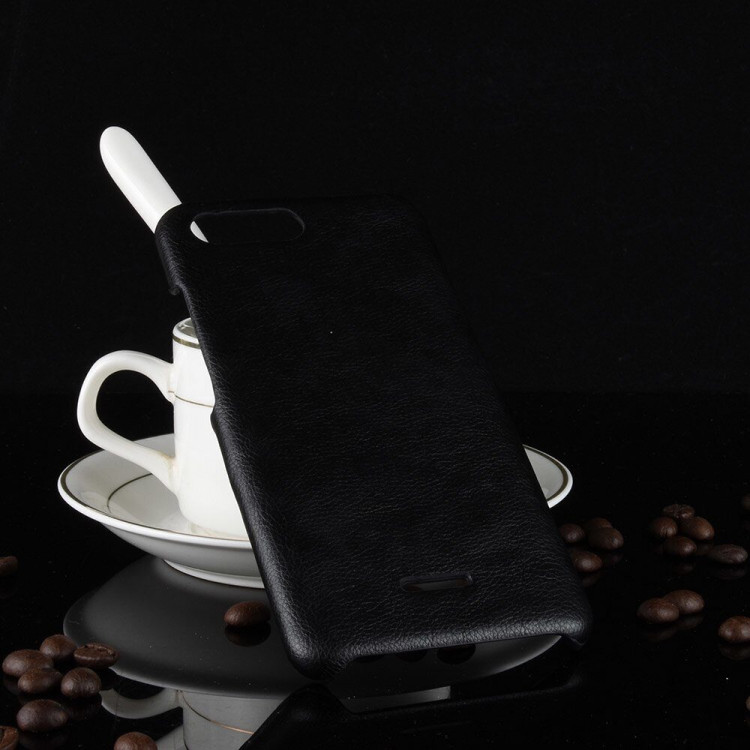 Чехол Litchi Texture для Xiaomi Redmi 6A (черный)
