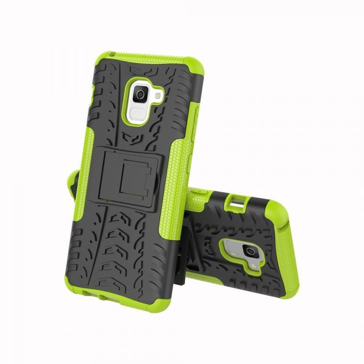 Чехол Hybrid Armor для Samsung Galaxy A8 Plus (2018) (черный + зеленый)
