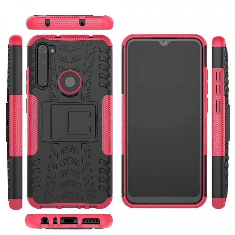 Чехол Hybrid Armor для Xiaomi Redmi Note 8 (черный + розовый)