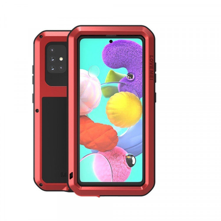 Гибридный чехол LOVE MEI для Samsung Galaxy A51 (красный)