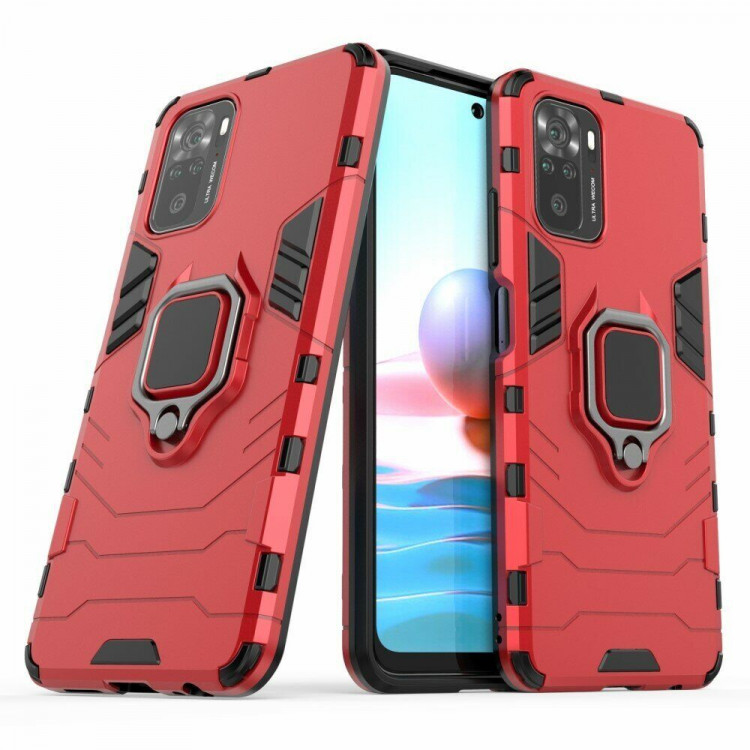 Чехол Armor Ring Holder для Xiaomi Redmi Note 10 / Redmi Note 10S / Poco M5S (красный)