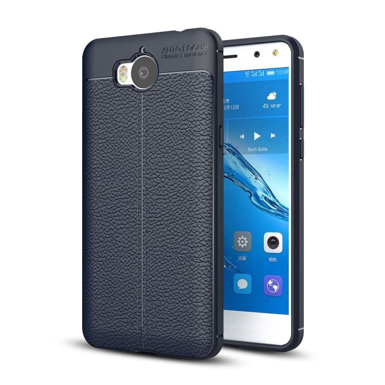Чехол-накладка Litchi Grain для Huawei Y5 2017 / Y6 2017 (темно-синий)