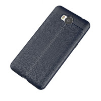 Чехол-накладка Litchi Grain для Huawei Y5 2017 / Y6 2017 (темно-синий)
