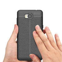 Чехол-накладка Litchi Grain для Huawei Y5 2017 / Y6 2017 (темно-синий)