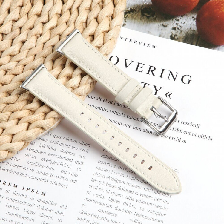 Кожаный ремешок для Samsung Galaxy Fit 3 SM-R390 (светло-бежевый)