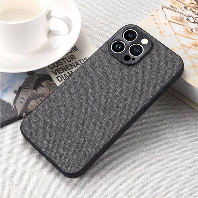 Чехол с тканевой текстурой для iPhone 13 Pro (серый)