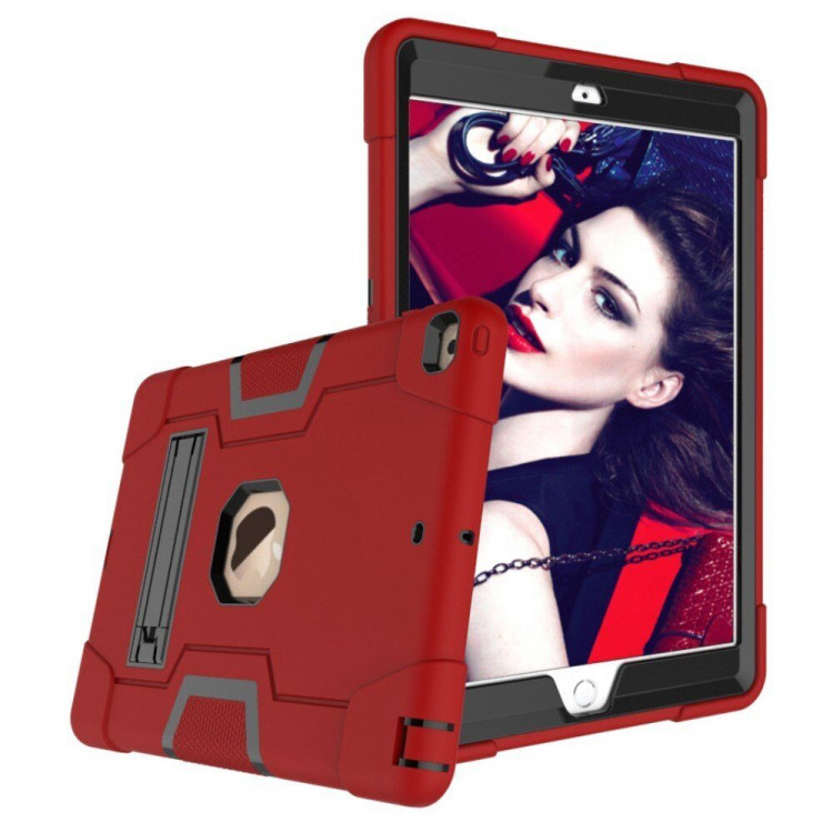 Гибридный TPU чехол для Apple iPad 10.2 (красный + черный)