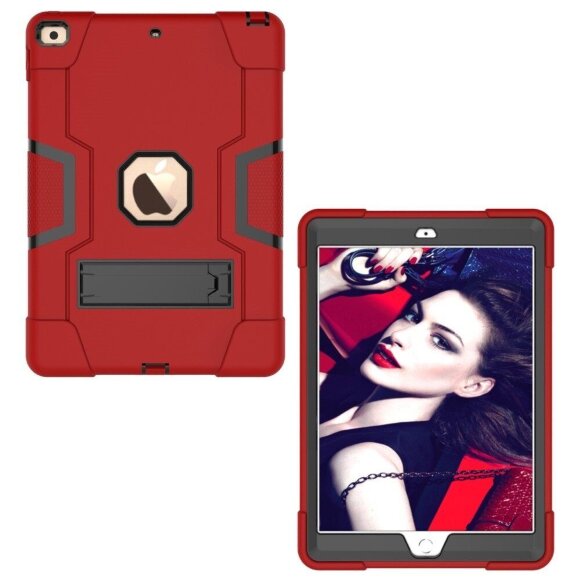 Гибридный TPU чехол для Apple iPad 10.2 (красный + черный)