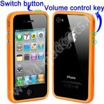 Бампер TPU с кнопками для iPhone 4/4s (оранжевый)