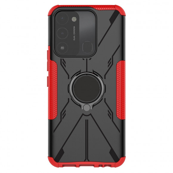 Чехол Armor Shockproof Ring Holder для Tecno Spark Go 2022 (черный + красный) Чехол Armor Shockproof Ring Holder для Tecno Spark Go 2022 (черный + красный)