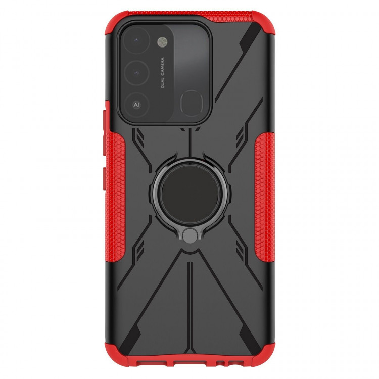 Чехол Armor Shockproof Ring Holder для Tecno Spark Go 2022 (черный + красный)