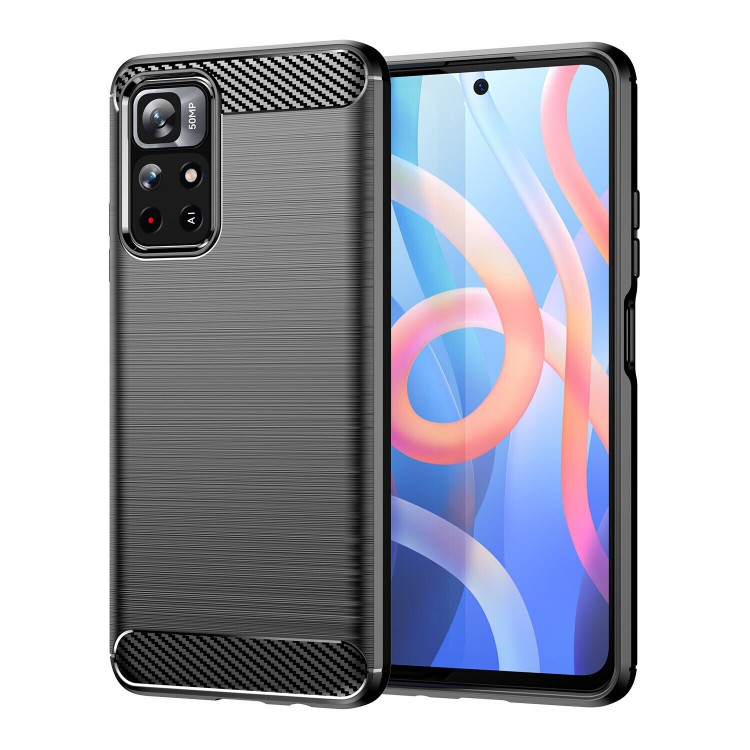 Чехол-накладка Carbon Fibre для Xiaomi Poco M4 Pro 5G (черный)