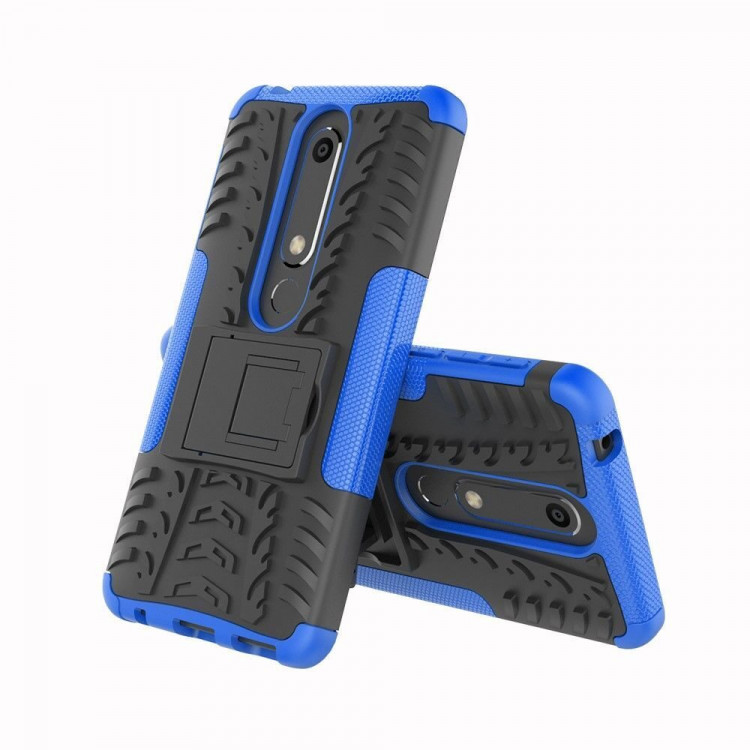 Чехол Hybrid Armor для Nokia 6 (2018) / Nokia 6.1 (черный + голубой)