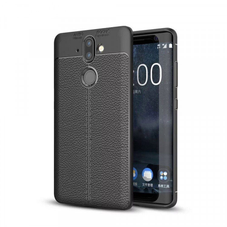 Чехол-накладка Litchi Grain для Nokia 8 Sirocco (черный)