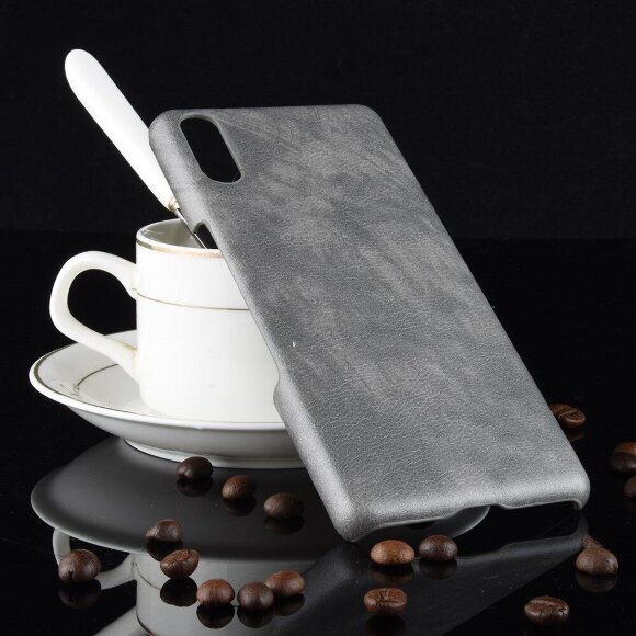 Кожаная накладка-чехол Litchi Texture для Sony Xperia L3 (серый)