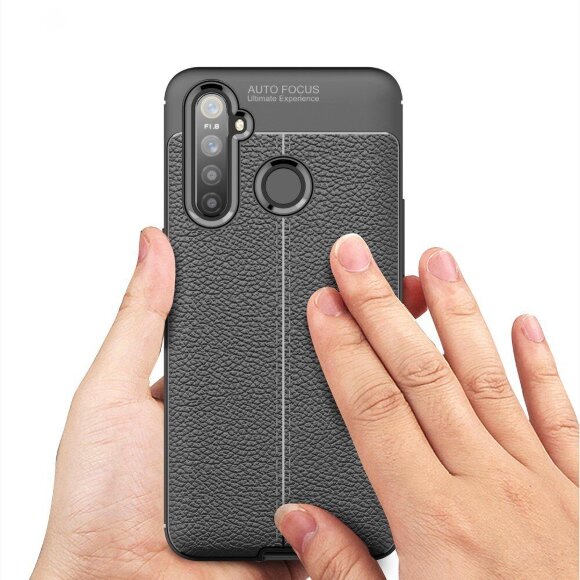 Чехол-накладка Litchi Grain для Realme 5 Pro (черный) Чехол-накладка Litchi Grain для Realme 5 Pro (черный)