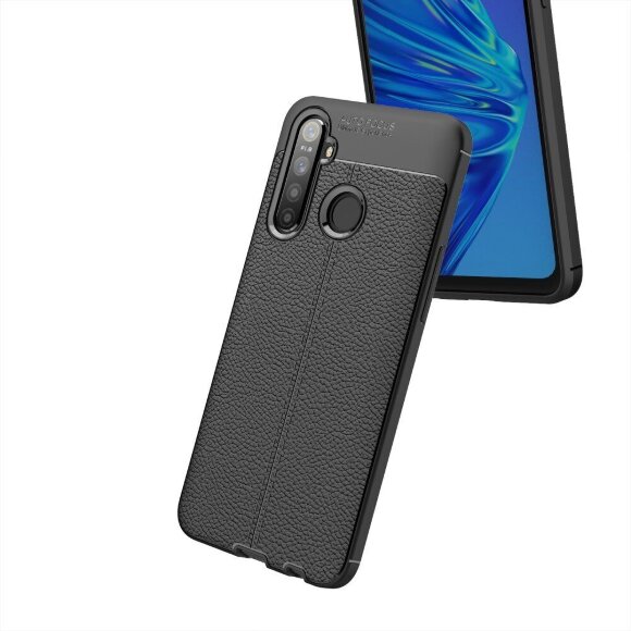 Чехол-накладка Litchi Grain для Realme 5 Pro (черный) Чехол-накладка Litchi Grain для Realme 5 Pro (черный)